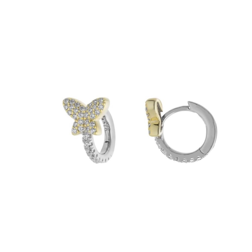TWO TONE BUTTERFLY HUGGIE (UNWORN) TARNISH FREE